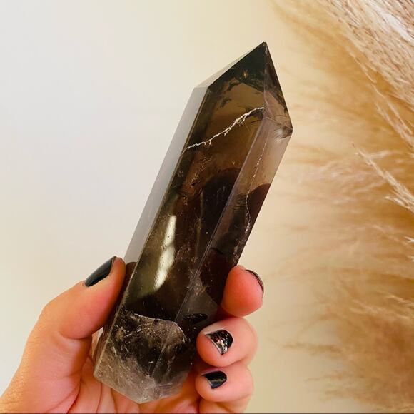 Smoky Quartz Polish Genuine 5” Crystal Point Boho Gypsy Meditation Yoga Gemstone - Picture 3 of 5